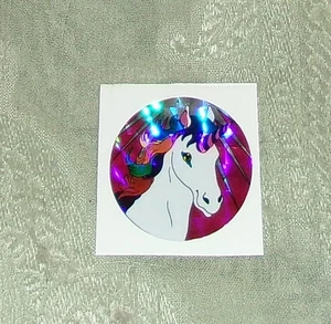 Vintage Twin Seven Prism Holographic Unicorn Rainbow Sticker - Picture 1 of 2