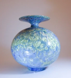 Isak Isaksson Large Dove Blue Ceramic Vase Crystalline Glaze Contemporary Artist - Picture 1 of 11