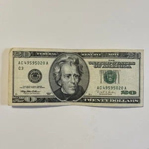 $20 US Dollar Bill 1996 AC 49595020A Serie - Picture 1 of 2