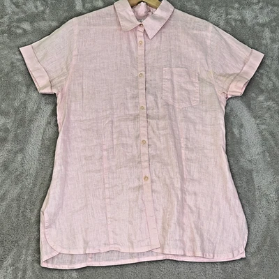 Женский топ Valerie Stevens розовый 100% лен на пуговицах средний рукав-крышка грудь 36 дюймов - Изображение 1 из 4