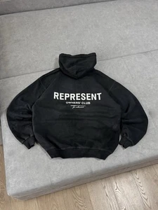 Represent Oversized box fit hoodie Y2K tie-dye faded size M Big Logo - Picture 1 of 20
