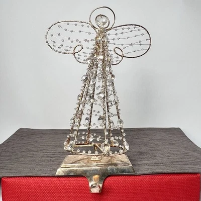 Araña Pottery Barn Angel Medias Soportes Plato de Plata Cuentas de Vidrio 12 pulgadas Foto 1 de 4