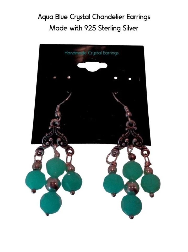 Pendientes Araña Cristal Aqua Plata - Pendientes Araña Cristal Vintage Foto 1 de 2