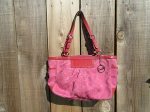 COACH Pink Signature Pleated East West Gallery Shoulder Bag Purse F14281 - Picture 1 of 10