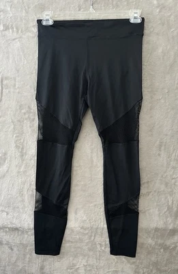 Forever 21 Active Leggings Womens M Black High Rise Mesh Panel Workout Yoga Pant - Image 1 of 4
