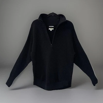 Offline by Aerie Ribbed Pullover Knit Sweater Women Size M Black 1/2 Zip - Image 1 of 4
