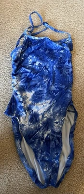 Maiô Nike feminino tie dye peça única azul branco 34/8 - Imagem 1 de 4