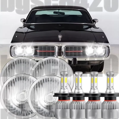适用于道奇 Charger 1966 - 1974 5.75 英寸 LED 圆形车头灯高/低光束 4 件 — 第 1/4 张图片