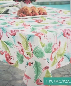 Bedruckte Stofftischdecke, 60"x104" länglich, Flamingo & tropische Blätter, Amscan - Bild 1 von 11