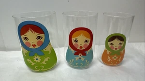 Set of 3 BABUSHKUPS Russian Nesting Doll Tumblers Drinking Glasses By FRED 2010 - Picture 1 of 13