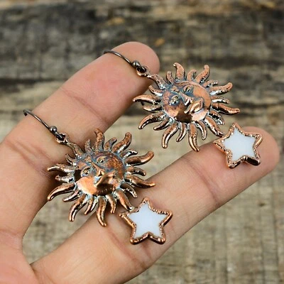 Easter Sale Copper Natural Mother Of Pearl Dangle Drop Hook New Earrings Jewelry - Image 1 of 4