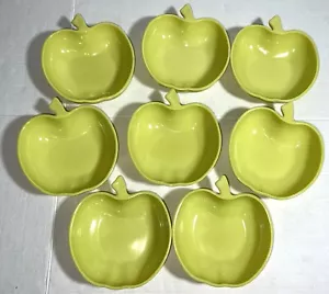 8 ciotole vintage Nocciola Atlas Chartreuse giallo verde lime 6" vetro latte a forma di mela - Foto 1 di 5