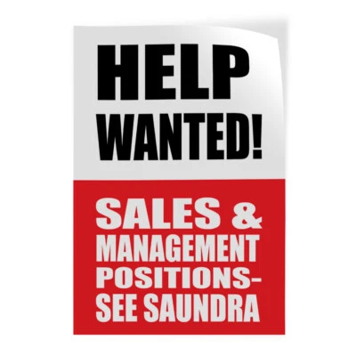 Door Decals Vertical Vinyl Stickers Multiple Sizes Help Wanted! Custom Text - Image 1 of 4