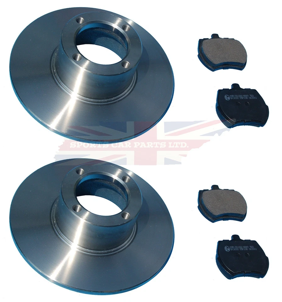 Par de nuevos rotores y pastillas de freno MG Midget Austin Healey Sprite ruedas de acero Foto 1 de 1