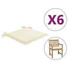 Garden Chair Cushions 6 Pcs Cream 50x50x3 Cm Oxford Fabric Vidaxl