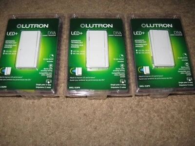"Lote de 3" Lutron Diva Regulable LED/CFL/INC/HAL Interruptores de Atenuación DVCL-153PH-WHC Foto 1 de 4