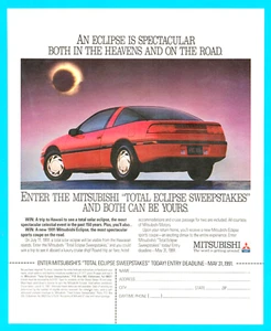 1991 Mitsubishi Eclipse PRINT AD sweepstakes - Picture 1 of 3