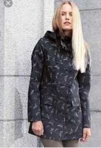 White Stuff duffle rain coat blue with dragon fly print size 6 fits 8 worn once - Picture 1 of 10