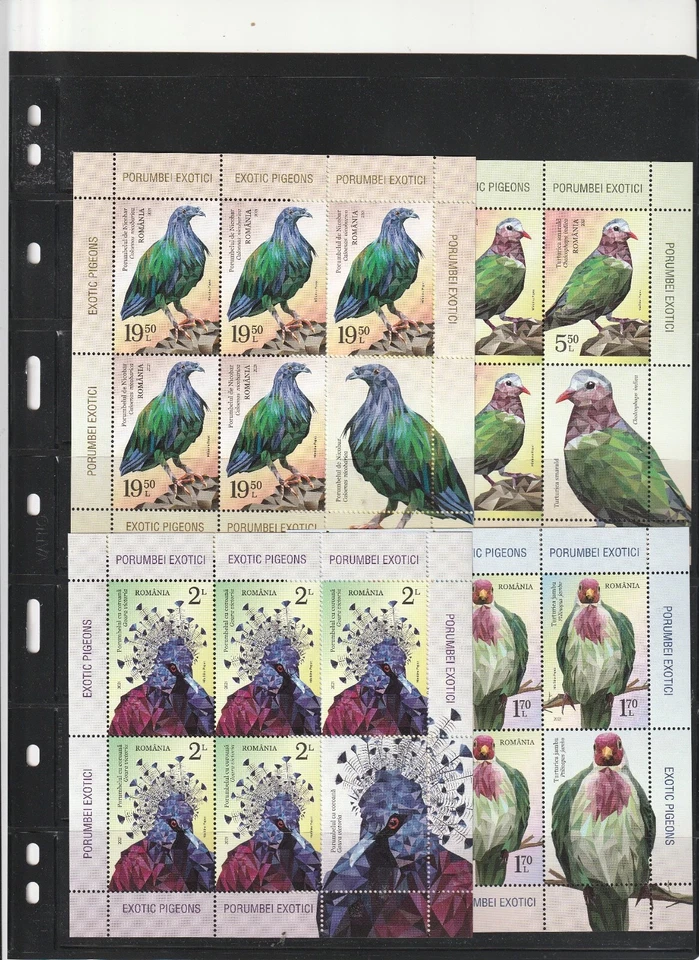 SELLOS RUMANIA 2021 PALOMAS EXÓTICAS AVES MNH HOJAS POSTALES Foto 1 de 1