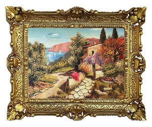 Beautiful Painting 56x46cm - By. M. Lizzi - Garden Shed At Sea Antique Repro L - Picture 1 of 3