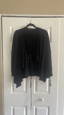 Thalia Sodi черный открытый вязаный кардиган свитер галстук назад деталь глубокий черный размер M - Изображение 1 из 4
