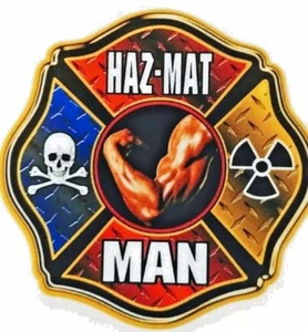 HAZ-MAT MAN Full Color REFLECTIVE Material peligroso CALCOMANÍA - 4 x 4" - Imagen 1 de 1