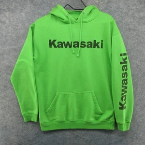 Kawasaki Hoodie Mens Small Green Pullover Sweatshirt Racing Motocross Spell Out - Picture 1 of 16
