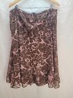 Nwt East Fifth Woman 2x Floral Midi Flared Lined Skirt Brown With Pink