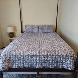 Rachel Zoe Ditsy Print Cloud 3-Pc Comforter & Sham Set Blue Floral Queen 80x86" - Picture 1 of 8