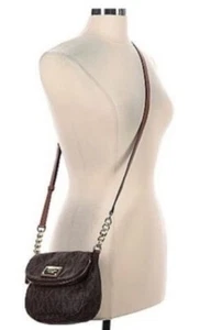 Michael By Michael Kors Brown Signature Coated Canvas And Leather Crossbody - Picture 1 of 15