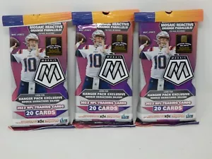 Lot of 3 NEW SEALED Panini 2022 Mosaic Football NFL Hanger Pack - 20 Cards - Picture 1 of 2