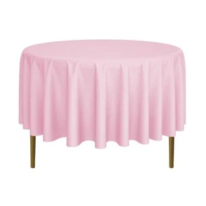 Premium Tablecloth 90 Inch Round Polyester for Wedding Banquet Pink - Picture 1 of 6