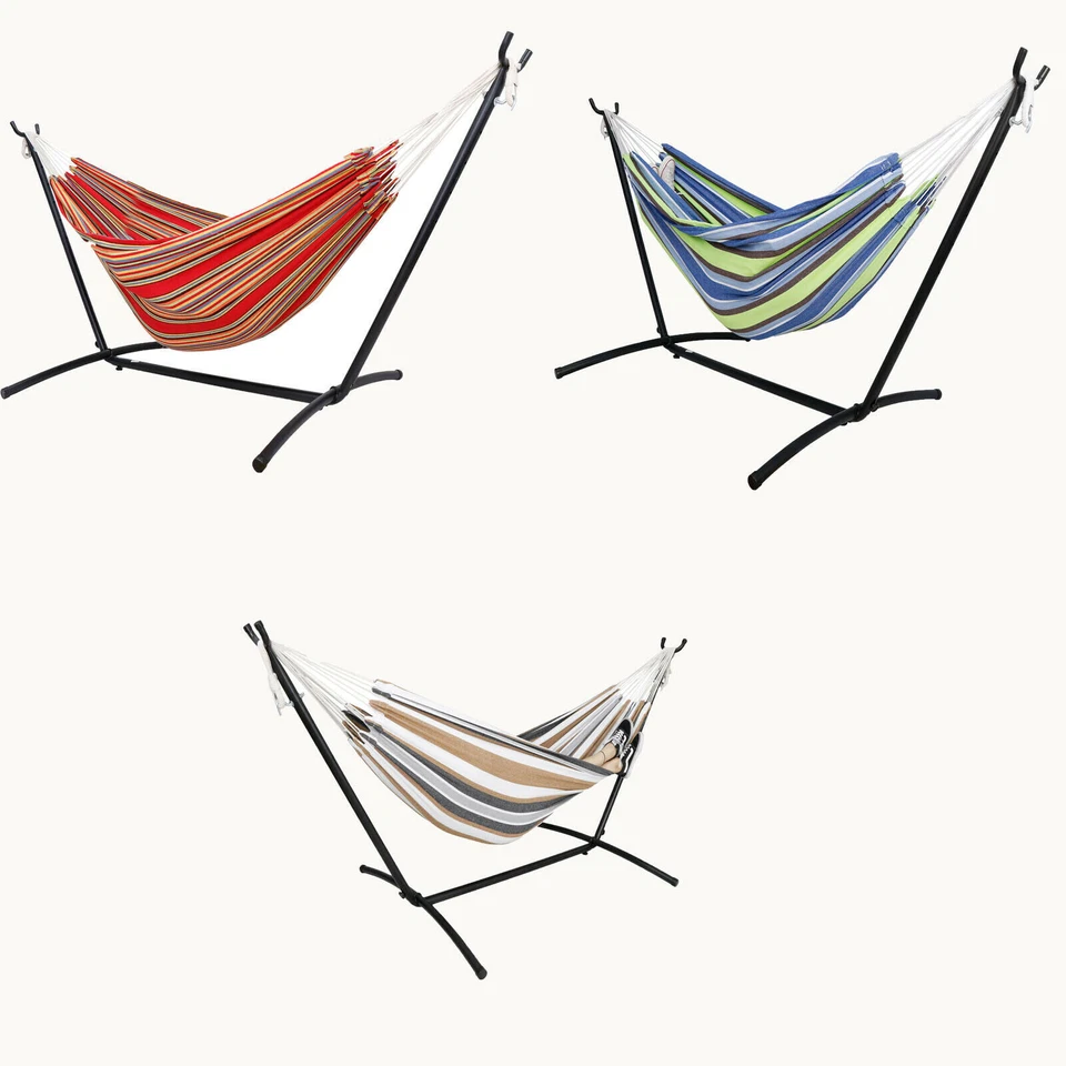 440lbs Multi-Color Double Hammock with Stand & Carrying Case Camping Patio Yard - Image 1 of 1