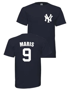 YOUTH ROGER MARIS 9 NEW YORK YANKEES T-SHIRT NAVY FREE SHIPPING - Picture 1 of 2