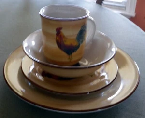 4 Gedecke Oneida Casual Gedecke "Morning Rooster" gebraucht 16 tlg. insgesamt - Bild 1 von 12