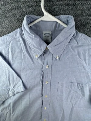 Brooks Brothers Men Button Up Shirt Short Sleeve Blue 18 34 Slim Fit USA Made - Image 1 of 4