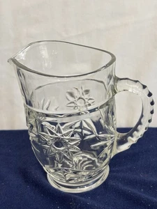 Vintage Anchor Hocking “Star Of David” Glass Pitcher With Handle 5 1/2 “ Tall - Picture 1 of 4