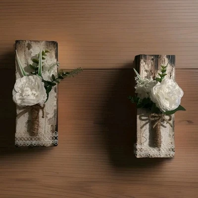 Handcrafted Farmhouse Decor Set of (2) Rustic Barn Wood Wedding Kitchen Wall Art - Image 1 of 4