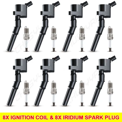 8 Ignition Coil & 8X Iridium Spark Plug For 2003-2005 Ford E-150 Club Wagon 5.4L Foto 1 de 4