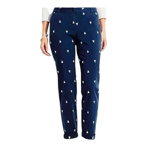 Talbots The Weekend Chinohose marineblau bestickt weiß Segelboote WM Größe 8P - Bild 1 von 9