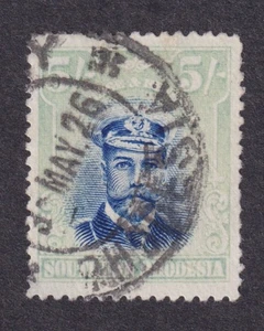 Southern Rhodesia KGV 1924 Admiral 5/- SG14 VGU very good used - Picture 1 of 2