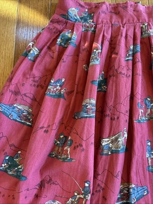 Rare Ralph Lauren Camping Novelty Print Retro Collectors Midi 10 Runs Small - Image 1 of 4