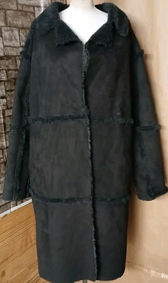 Chaqueta para mujer Ugg negra Takara Luxe pelusa piel sintética polar larga ajuste cómodo L. Foto 1 de 4