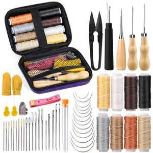 54Pcs Upholstery Repair Sewing Kit, 8Pcs Waxed Thread, Leather Sewing Needles... - Picture 1 of 7