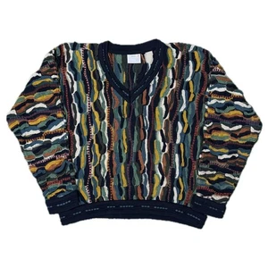 Vintage 90s coogi vneck sweater biggie Large Multicolor - Picture 1 of 6