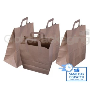 50 GRANDI SACCHETTI DI CARTA KRAFT SOS 10x5,5x12,5" MARRONI FESTE ALIMENTARI DA ASPORTO - Foto 1 di 5