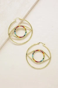 New Ettica- Simple Spark Crystal Hoop Earrings in Rainbow- SALE CUTE - Picture 1 of 2