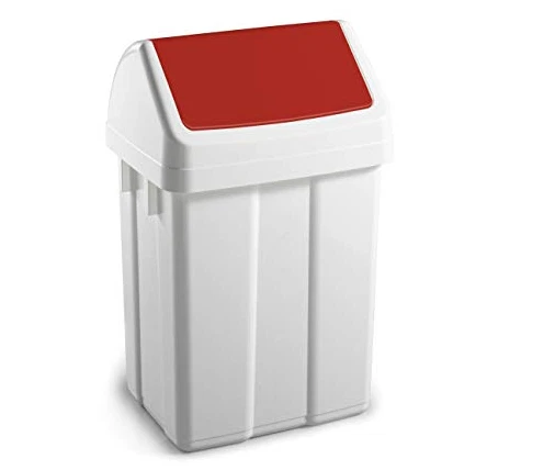 TTS Schwingdeckeleimer 50 Liter mit Schwingdeckel rot Mülleimer Abfalleimer