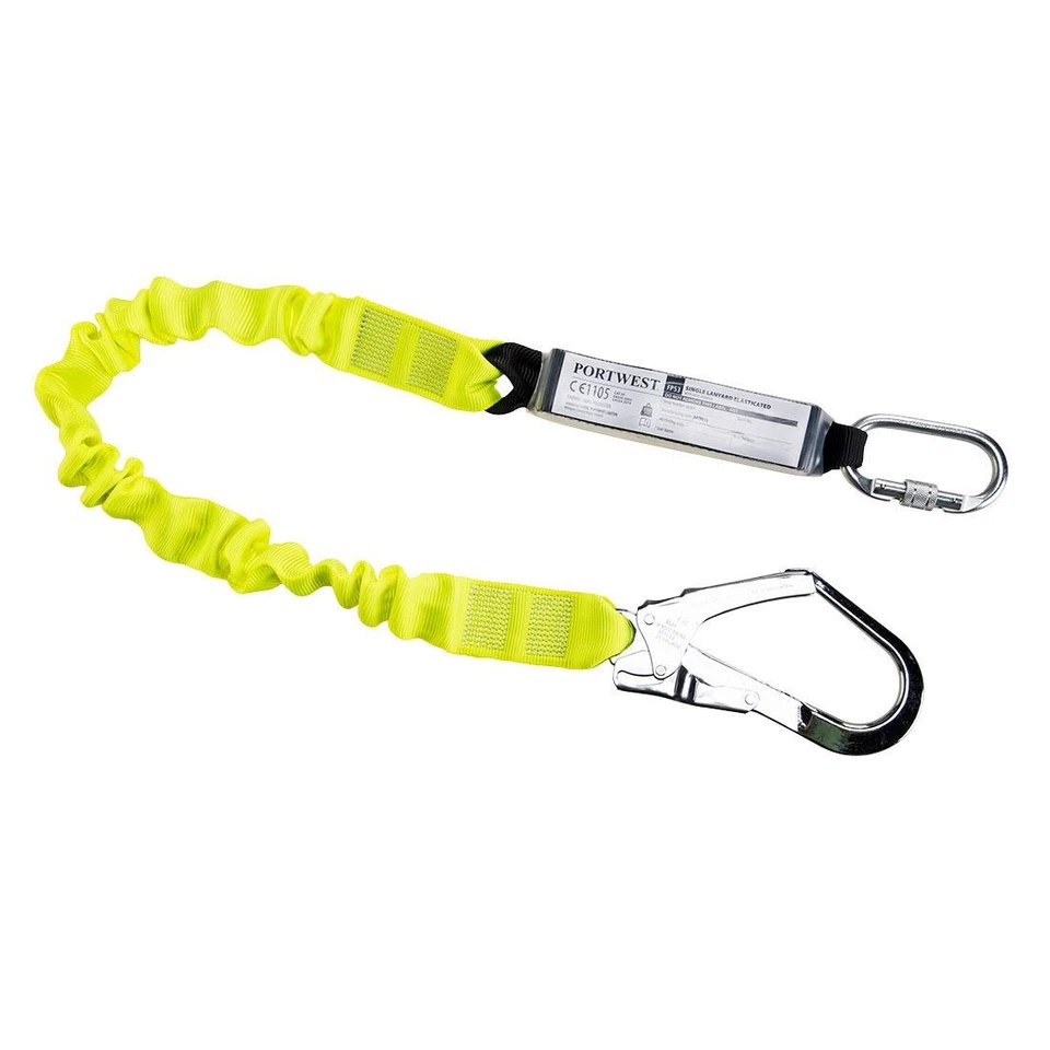 PORTWEST Single Elasticated Lanyard With Shock Absorber Scaffold Hook FP53 - Image 1 of 1