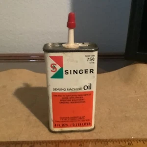 Vintage Singer Sewing Machine Oil 4 oz Tin Can Made in USA , 1/4 Full - Picture 1 of 5